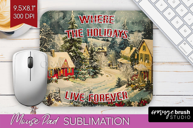 Retro Christmas Mouse Pad Sublimation - Xmas Mousepad PNG Sublimation OrangeBrushStudio 
