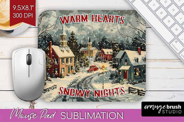Retro Christmas Mouse Pad Sublimation - Xmas Mousepad PNG Sublimation OrangeBrushStudio 