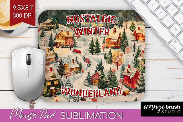 Retro Christmas Mouse Pad Sublimation - Xmas Mousepad PNG Sublimation OrangeBrushStudio 
