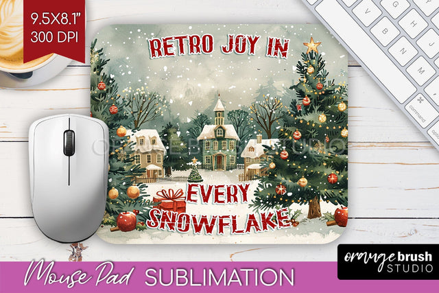 Retro Christmas Mouse Pad Sublimation - Xmas Mousepad PNG Sublimation OrangeBrushStudio 