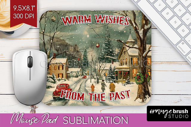 Retro Christmas Mouse Pad Sublimation - Xmas Mousepad PNG Sublimation OrangeBrushStudio 
