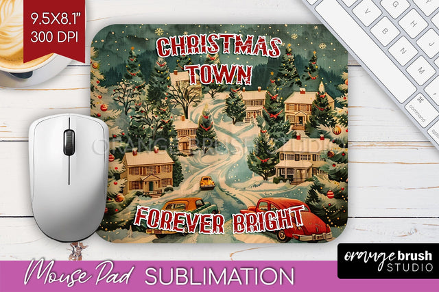 Retro Christmas Mouse Pad Sublimation - Xmas Mousepad PNG Sublimation OrangeBrushStudio 