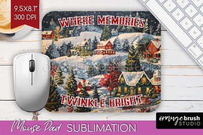Retro Christmas Mouse Pad Sublimation - Xmas Mousepad PNG Sublimation OrangeBrushStudio 