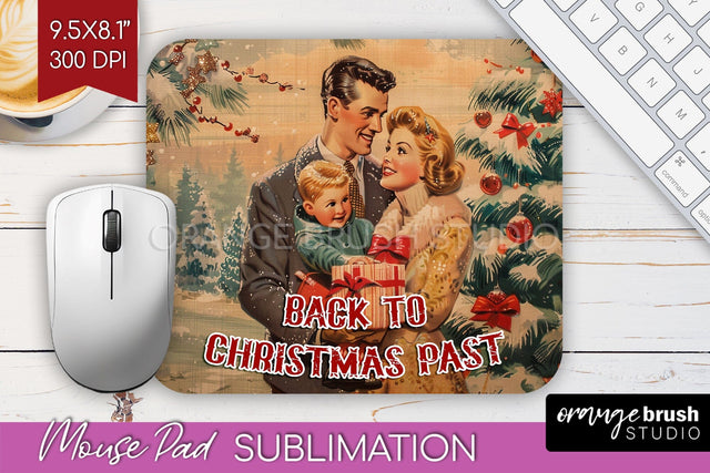 Retro Christmas Mouse Pad Sublimation - Xmas Mousepad PNG Sublimation OrangeBrushStudio 