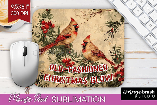Retro Christmas Mouse Pad Sublimation - Xmas Mousepad PNG Sublimation OrangeBrushStudio 