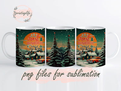 Retro Christmas Mug Wrap Design, Instant Digital Design Download Mug Wrap Design, Mug Design PNG Sublimation PrintingLife 