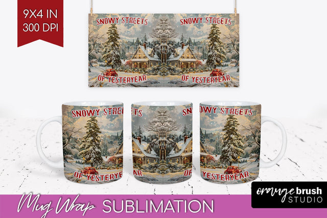 Retro Christmas Mug Wrap - Xmas Holiday 15Oz Mug Sublimation Sublimation OrangeBrushStudio 