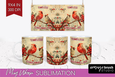 Retro Christmas Mug Wrap - Xmas Holiday 15Oz Mug Sublimation Sublimation OrangeBrushStudio 