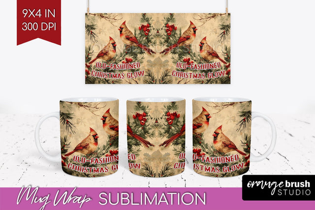 Retro Christmas Mug Wrap - Xmas Holiday 15Oz Mug Sublimation Sublimation OrangeBrushStudio 