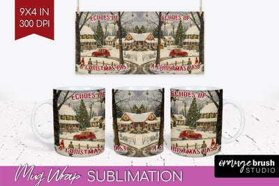 Retro Christmas Mug Wrap - Xmas Holiday 15Oz Mug Sublimation Sublimation OrangeBrushStudio 
