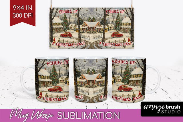 Retro Christmas Mug Wrap - Xmas Holiday 15Oz Mug Sublimation Sublimation OrangeBrushStudio 