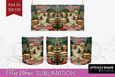 Retro Christmas Mug Wrap - Xmas Holiday 15Oz Mug Sublimation Sublimation OrangeBrushStudio 