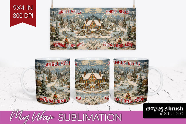 Retro Christmas Mug Wrap - Xmas Holiday 15Oz Mug Sublimation Sublimation OrangeBrushStudio 