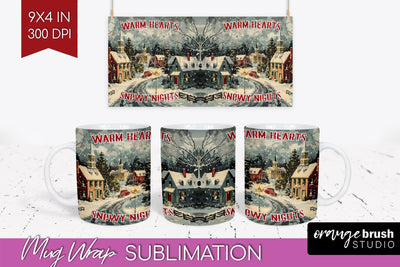 Retro Christmas Mug Wrap - Xmas Holiday 15Oz Mug Sublimation Sublimation OrangeBrushStudio 