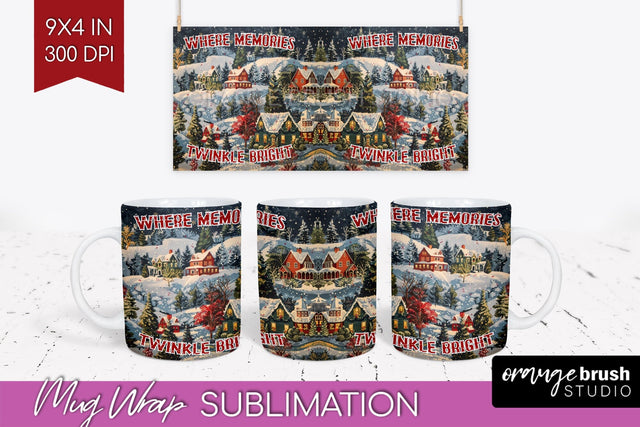 Retro Christmas Mug Wrap - Xmas Holiday 15Oz Mug Sublimation Sublimation OrangeBrushStudio 