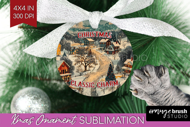 Retro Christmas Ornament PNG - Xmas Holiday Sublimation Sublimation OrangeBrushStudio 