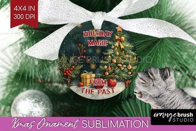 Retro Christmas Ornament PNG - Xmas Holiday Sublimation Sublimation OrangeBrushStudio 