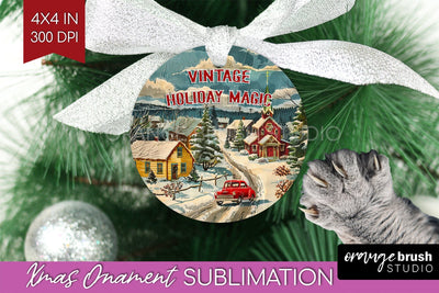 Retro Christmas Ornament PNG - Xmas Holiday Sublimation Sublimation OrangeBrushStudio 