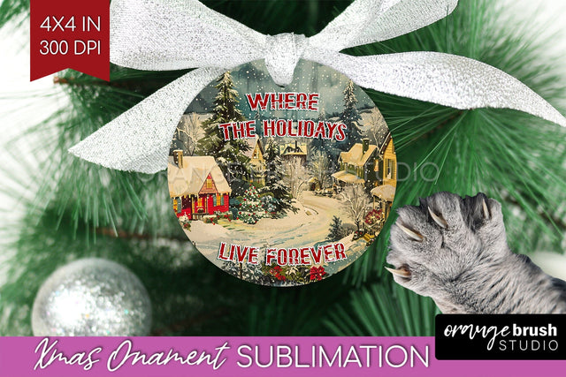 Retro Christmas Ornament PNG - Xmas Holiday Sublimation Sublimation OrangeBrushStudio 