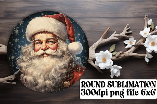 Retro Christmas Pattern Keychain Round Design Watercolor Sublimation afrosvg 