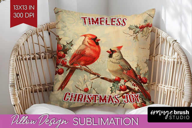 Retro Christmas Pillow Sublimation - Xmas Pillow Cover PNG Sublimation OrangeBrushStudio 