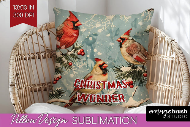 Retro Christmas Pillow Sublimation - Xmas Pillow Cover PNG Sublimation OrangeBrushStudio 