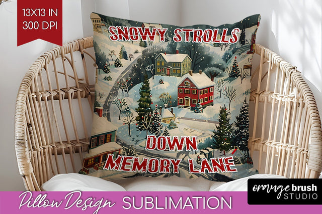 Retro Christmas Pillow Sublimation - Xmas Pillow Cover PNG Sublimation OrangeBrushStudio 
