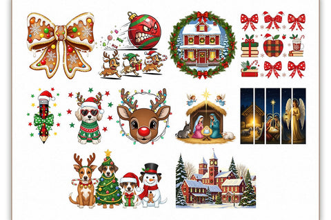 Retro Christmas PNG Bundle Sublimation Shetara Begum 