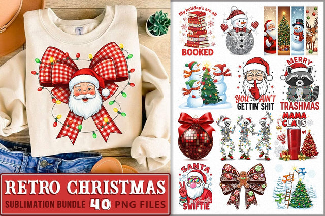 Retro Christmas PNG Bundle Sublimation Shetara Begum 