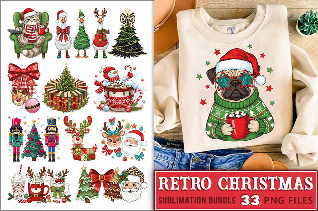 Retro Christmas PNG Bundle Sublimation Shetara Begum 