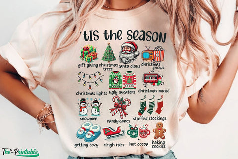 Retro Christmas PNG, Tis The Season PNG, Merry Christmas PNG, Groovy Christmas Sublimation, Clipart, Elements, Santa, Tree, Cocoa, Cookies Sublimation BB Type Studios 