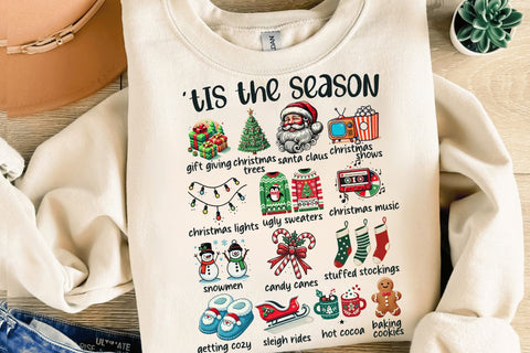 Retro Christmas PNG, Tis The Season PNG, Merry Christmas PNG, Groovy Christmas Sublimation, Clipart, Elements, Santa, Tree, Cocoa, Cookies Sublimation BB Type Studios 