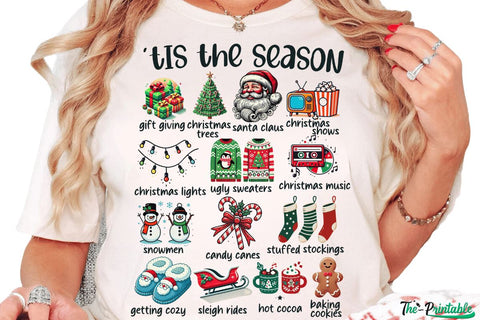 Retro Christmas PNG, Tis The Season PNG, Merry Christmas PNG, Groovy Christmas Sublimation, Clipart, Elements, Santa, Tree, Cocoa, Cookies Sublimation BB Type Studios 