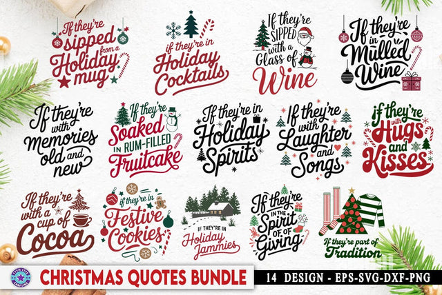 Retro Christmas Quotes SVG Bundle, Funny Christmas Tshirt, Christmas Illustration Graphics SVG FiveStarCrafting 