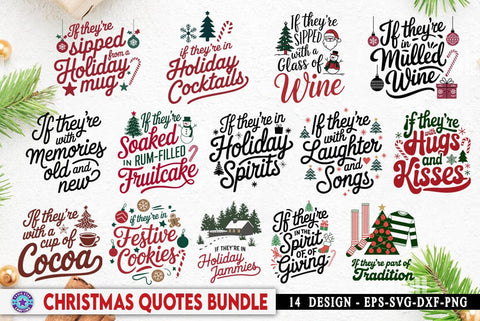 Retro Christmas Quotes SVG Bundle, Funny Christmas Tshirt, Christmas Illustration Graphics SVG FiveStarCrafting 