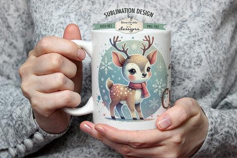 Retro Christmas Reindeer | 11 & 15 oz Mug Sublimation Design Sublimation Ewe-N-Me Designs 