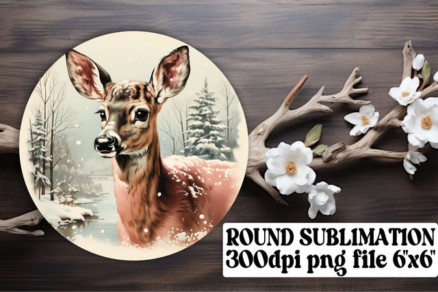 Retro Christmas Round Design Keychain Watercolor Holiday Sublimation afrosvg 