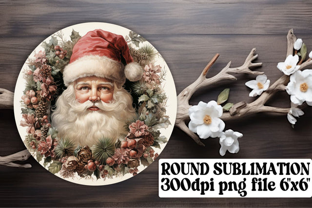 Retro Christmas Round Design Keychain Watercolor Holiday Sublimation afrosvg 