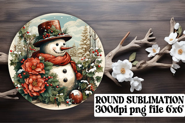 Retro Christmas Round Keychain Design Watercolor Holiday Sublimation afrosvg 