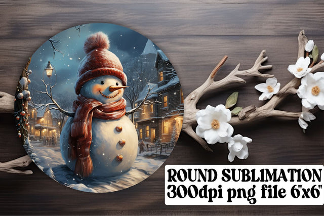 Retro Christmas Round Keychain Design Watercolor Holiday Sublimation afrosvg 