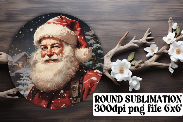 Retro Christmas Round Keychain Design Watercolor Holiday Sublimation afrosvg 