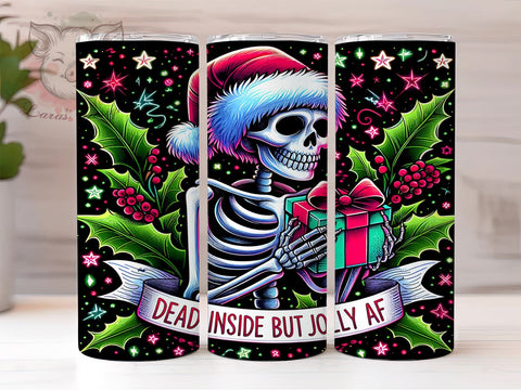 Retro Christmas Skeleton 20oz Tumbler Png, Straight & Tapered Tumbler Png, Santa Skeleton Tumbler Png, Digital Download PNG Sublimation Lara' s Designs 