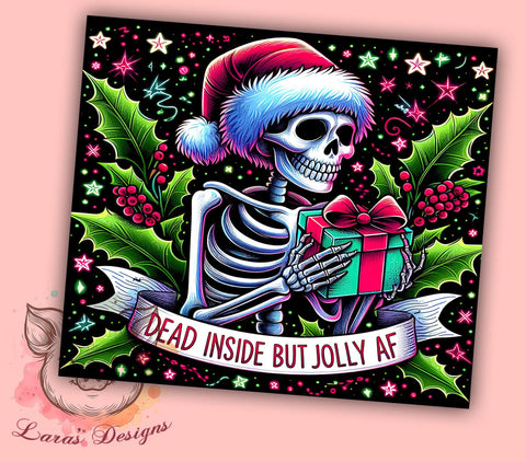 Retro Christmas Skeleton 20oz Tumbler Png, Straight & Tapered Tumbler Png, Santa Skeleton Tumbler Png, Digital Download PNG Sublimation Lara' s Designs 