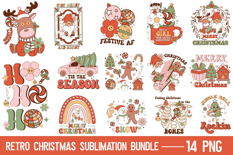 Retro Christmas Sublimation Bundle Sublimation Rupkotha 