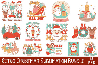 Retro Christmas Sublimation Bundle Sublimation Rupkotha 