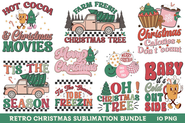 Retro Christmas Sublimation Bundle Sublimation Rupkotha 