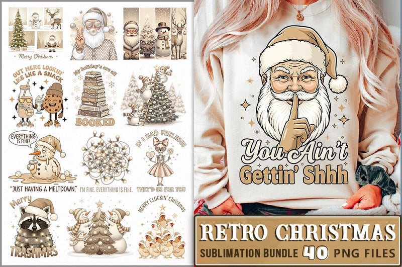 Retro Christmas Sublimation Bundle Sublimation Shetara Begum 
