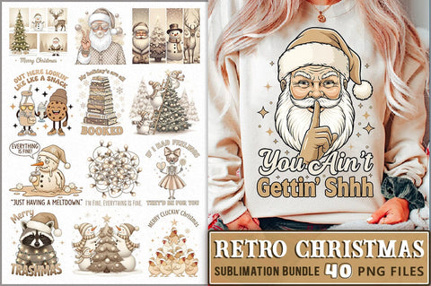 Retro Christmas Sublimation Bundle Sublimation Shetara Begum 