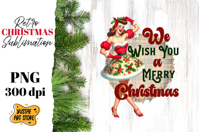 Retro Christmas sublimation design. Pin up sublimation. Sublimation Yustaf Art Store 