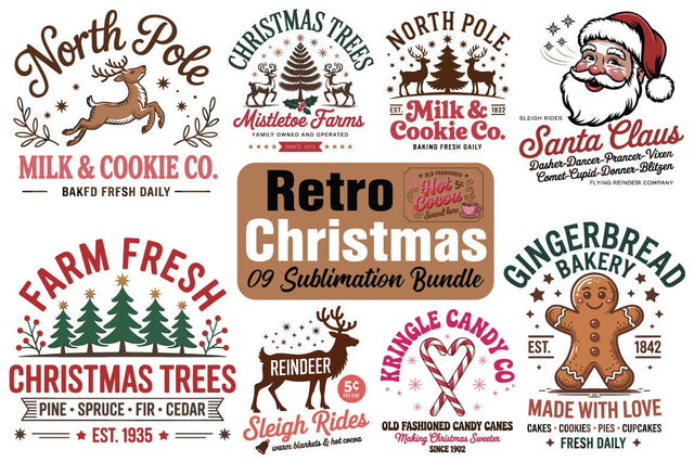 Retro christmas sublimation svg bundle SVG Angelina750 